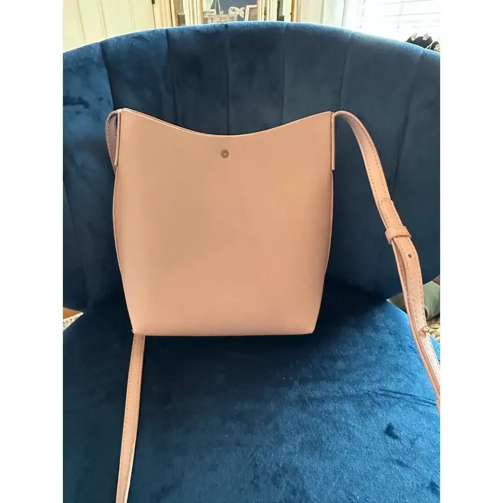 SAMARA Peony Pink Leather Bucket Bag‎ Crossbody Shoulder Bag